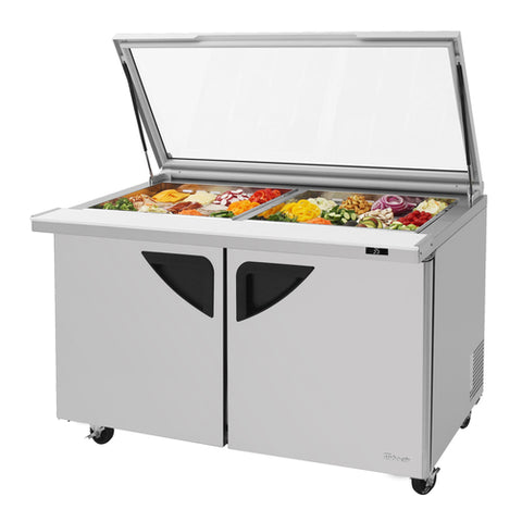 Turbo Air TST-60SD-24-N-GL 60" Two-Section Mega Top Sandwich/Salad Prep Table with Hinged Glass Lid