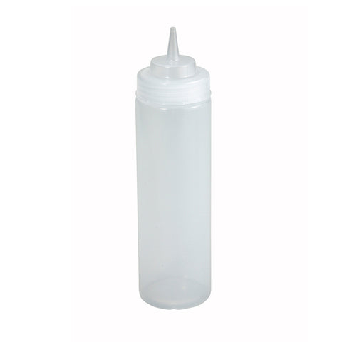 Winco PSW-24 24 oz. Clear Wide Mouth Squeeze Bottle, 6-Pack