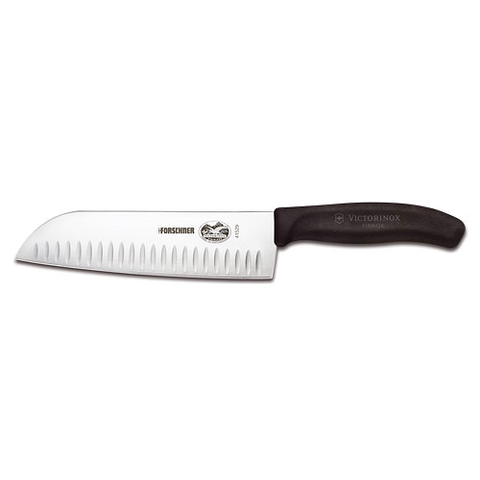 Victorinox 5.2523.17B Fibrox Santoku Knife 7" Granton Blade with Black Handle