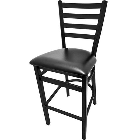 SL2301 Oak Street Black Bar Stool w/ Foot Rest & Metal Ladder Back