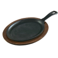 LOS3 Lodge 15-1/4" x 7-1/2" Pre-Seasoned Cast Iron Oval Fajita Skillet with Handle-Lodge Manufacturing