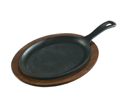 LOS3 Lodge 15-1/4" x 7-1/2" Pre-Seasoned Cast Iron Oval Fajita Skillet with Handle-Lodge Manufacturing