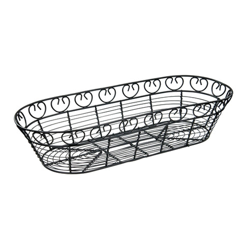 Winco WBKG-15 15" Long Oval Black Wire Bread and Fruit Serving Basket