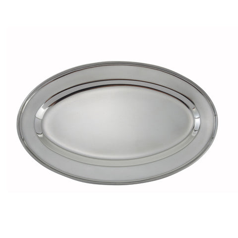 Winco OPL-12 12" Oval Stainless Steel Serving Platter