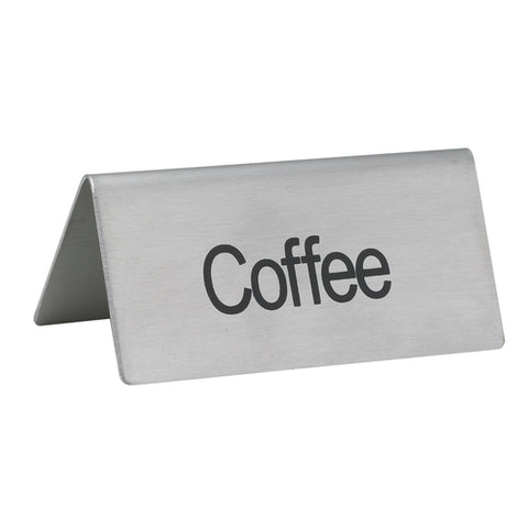 Winco SGN-103 Stainless Steel "Coffee" Beverage Tent Sign