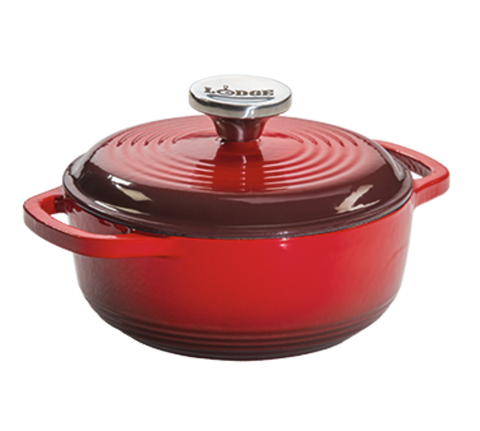 Lodge EC1D43 1.5 Qt Enameled Cast Iron Dutch Oven with Lid - Red