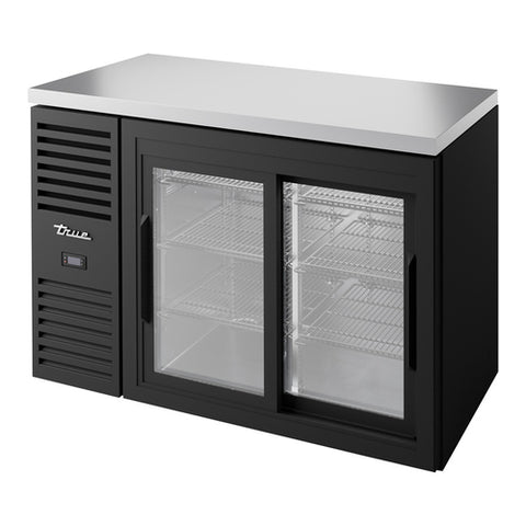 True TBR48-RISZ1-L-B-11-1 48" Premier Bar Two-Section Back Bar Cooler with Sliding Glass Doors
