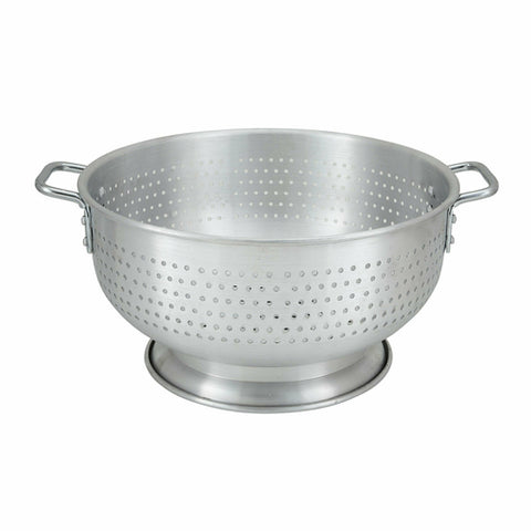 Winco ALO-8BH 8 Qt. Aluminum Colander with Handles and Footed Base