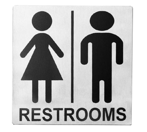 B12 Tablecraft 5" x 5" Stainless Steel Men/Women Restroom Symbol Sign