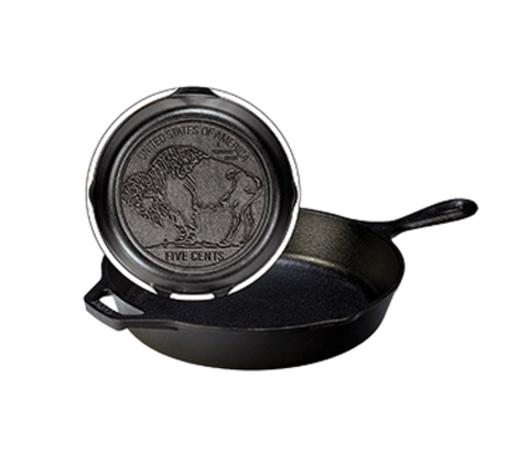 Lodge Manufacturing L8SK3BN 10.25 Inch Cast Iron Buffalo Nickel Skillet