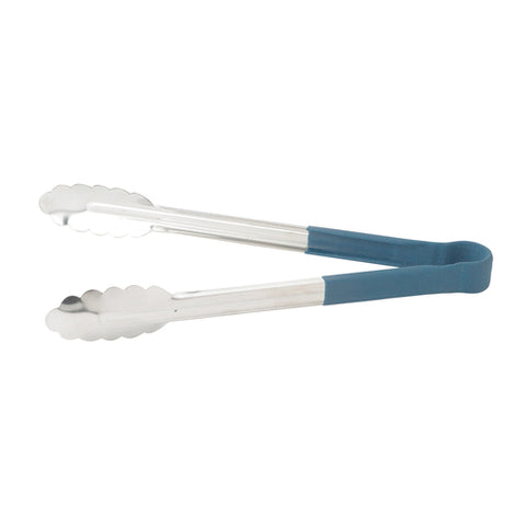 Winco UTPH-9B 9" Heavy-Duty Utility Tongs with Blue Polypropylene Handle