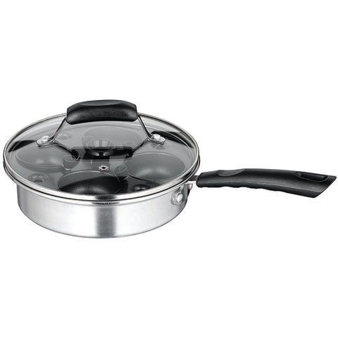 WINCO CEP-4 4-Cup Stainless Steel Egg Poacher Set with Non-Stick Cups