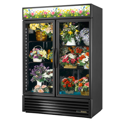 True Mfg. GDM-49FC-HC~TSL01 2-Section Glass Door Floral Cooler Merchandiser