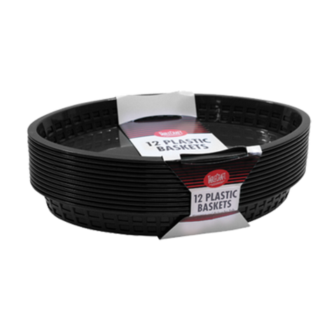 C1086BK Tablecraft 12-3/4" x 9-1/2" x 1-1/2" Black Oval Texas Basket-Tablecraft Products