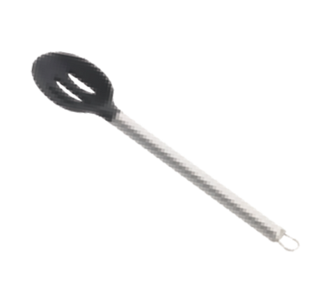 Tablecraft Products CW401 Slotted Serving Spoon, 13" Black Silicone Head & Stainless Steel Handle
