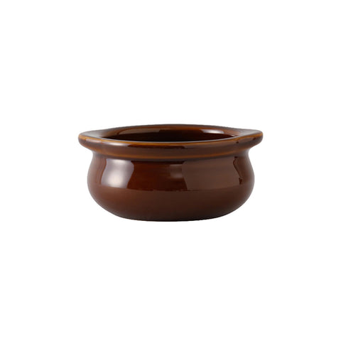 Tuxton China BAS-1003 10 oz Onion Soup Crock, Caramel DuraTux Ceramic