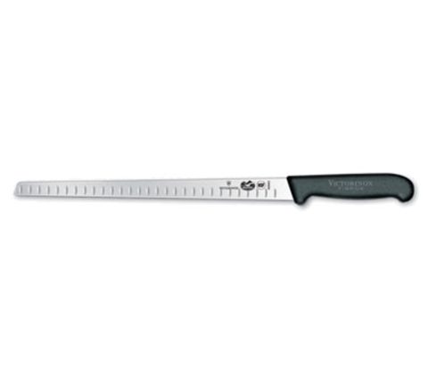 Victorinox 5.4623.30 12" Granton Edge Salmon Slicer Knife with Black Fibrox Pro Handle