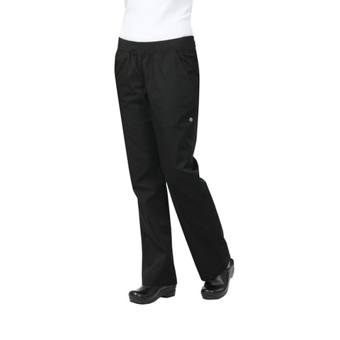 PBN01WBLK2XL Chef Works Women's Elastic Waistband With Drawstring Lightweight Slim Pants