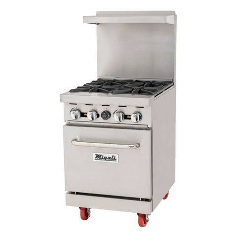 C-RO4-NG Migali 24" 4-Burner Range w/ (1) Oven - NG-Migali Industries