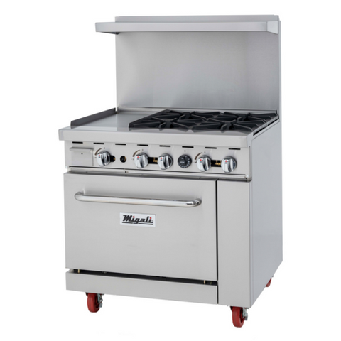 C-RO4-12GL-NG Migali 36" 4-Burner 12" Griddle Range w/ (1) Ovens - NG