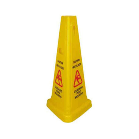 Winco WCS-27T Wet Floor Caution Sign, Cone-Shaped Yellow