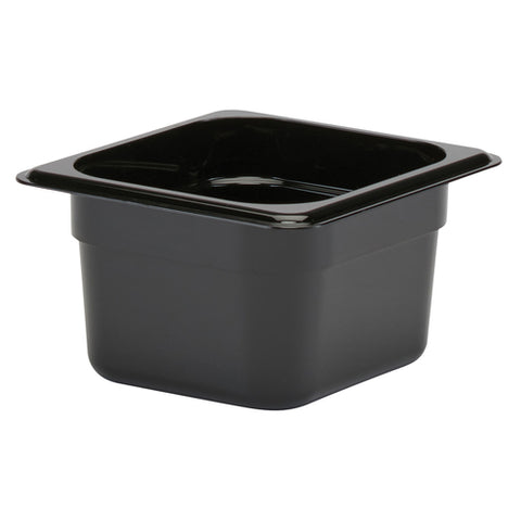 Cambro 64CW110 Camwear 1/6 Size Black Polycarbonate Food Pan, 4" Deep