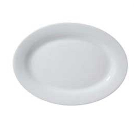 Vertex China ARG-28 Argyle Oval Platter, 15.5" White Rolled Edge