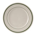 TGB-009 Tuxton Green Bay 9-5/8" Eggshell Wide Rim Rolled Edge China Plate w/ Green Bands-Tuxton China