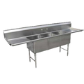 SH18243D24 GSW 102-3/8" x 30" 3-Compartment Sink w/ 24" Drainboards & 11-1/2" Backsplash-GSW USA