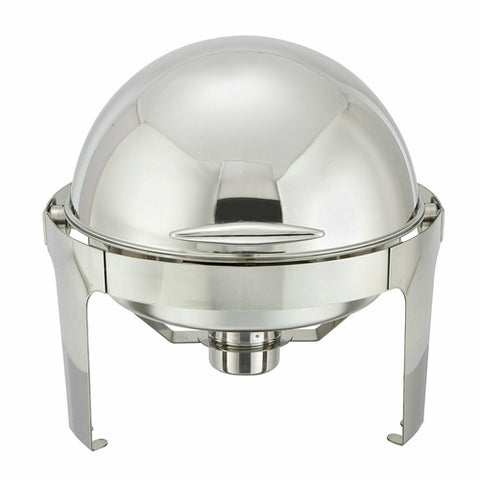 602 Winco 6 Qt. Round Chafer w/ Roll-Top Lid & Chafing Fuel Heat-WINCO