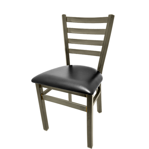 SL135C Oak Street Clear Coat Frame Ladder Back Dining Chair w/ Black Finish Wood Seat