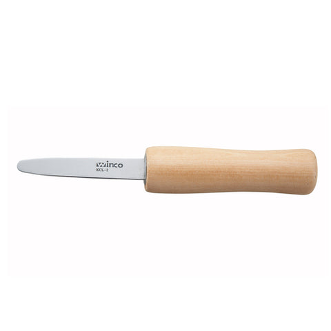 Winco KCL-2 Oyster/Clam Knife with 2-7/8" Stainless Steel Blade and Wooden Handle