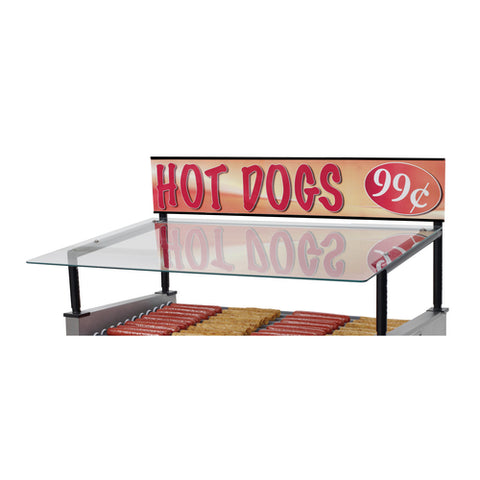Star 75SG-G Grill-Max Hot Dog Roller Grill Sneeze Guard for 36" x 28" Grills - Glass Canopy, Steel Frame