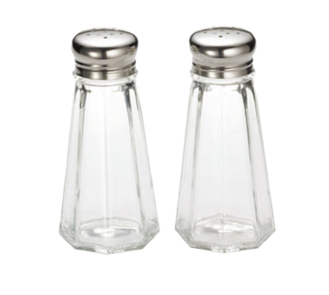 156S&P-2 Tablecraft 3 Oz. Paneled Salt/Pepper Shaker w/ Stainless Steel Lid