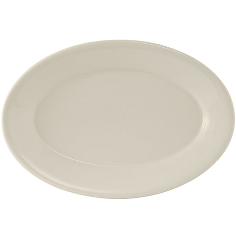 TRE-013 Tuxton Reno 11-5/8" x 8" Eggshell Wide Rim Oval China Platter