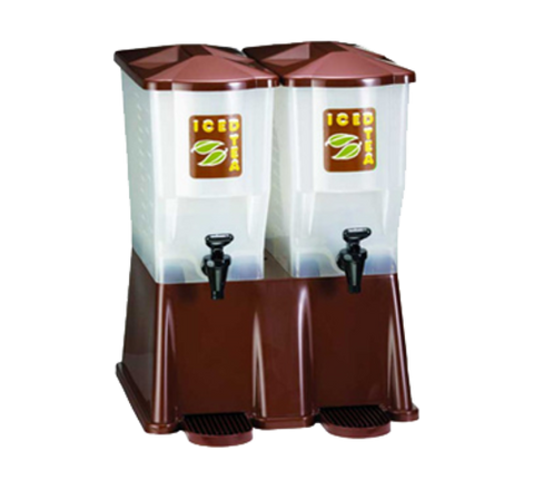 TableCraft Products TW54DP Double Slimline Beverage Dispenser with Brown Base