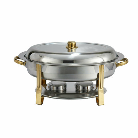 Winco 202 Malibu Collection 6 Quart Oval Chafer, Medium Weight