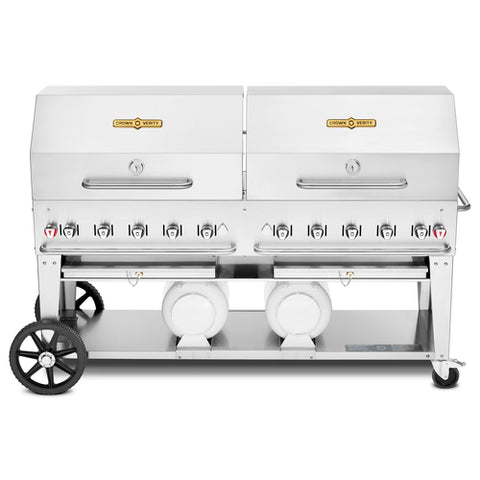 CV-CCB-72RDP Crown Verity 72" Club Series Grill Includes Roll Dome, Bun Racks, LP