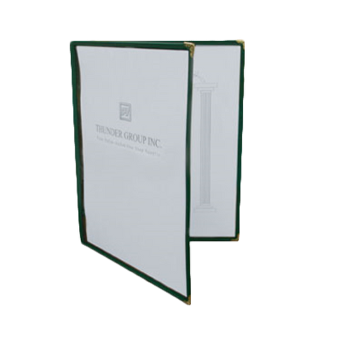 PLMENU-2GR Thunder Group 8-1/2" x 11" Green 2 Pocket Menu Cover-Thunder Group