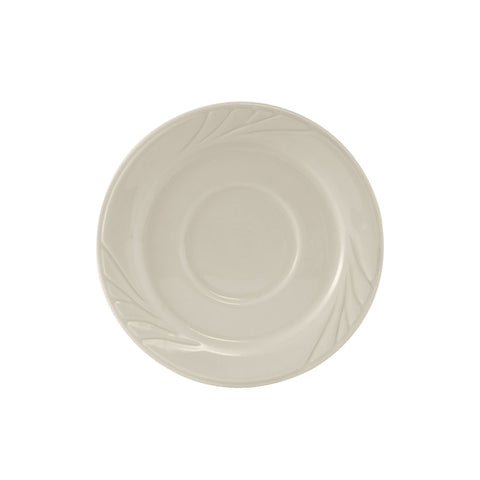 Tuxton China YEE-054 5-1/2" Round Monterey Eggshell Embossed China Saucer