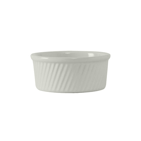 Tuxton China BWX-1604 13.5 oz. White China Souffle Ramekin with Swirl Sides