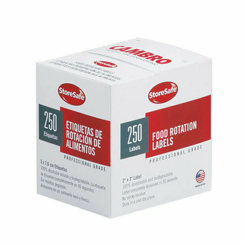 Cambro 23SLB6250 StoreSafe Dissolvable Food Rotation Labels, 3 x 2 Inch, 250 per Roll