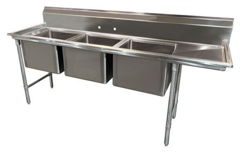 Advance Tabco 93-3-54-18R 3-Compartment Regaline Sink with 18" Right-Hand Drainboard