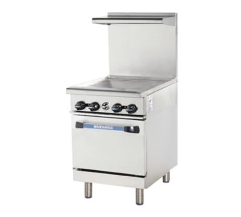 Turbo Air TAR-24G 24 Inch Natural Gas Restaurant Range with Thermostatic Griddle and Standard Oven