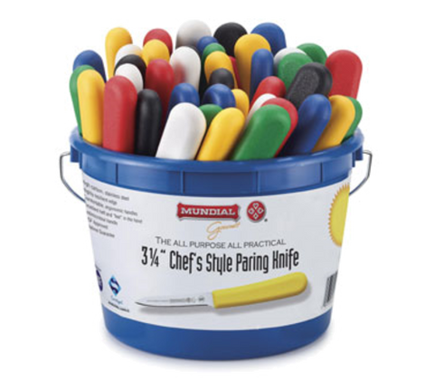 Mundial 5601-MULTIBKT Chef's Style Paring Knife 48-Piece Assorted Color Bucket