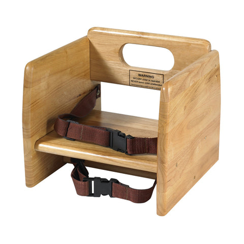 CHB-701 Winco Stacking Natural Wood Booster Seat w/ Waist & Chair Straps-WINCO