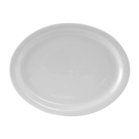 CLH-096 Tuxton Colorado 9-3/4" x 7-1/4" White Narrow Rim Oval China Platter