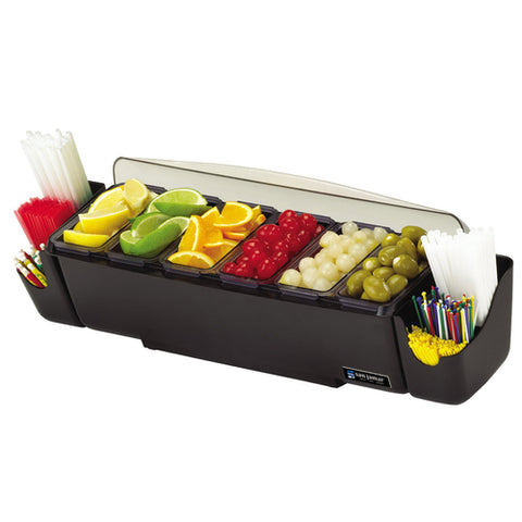 San Jamar BD4006S Dome Garnish Center - 6 Pint, 6 Tray, Black