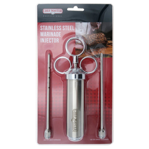 Chef Master 40098CM Stainless Steel Marinade Injector, 2 oz. with Dual Needle Tips