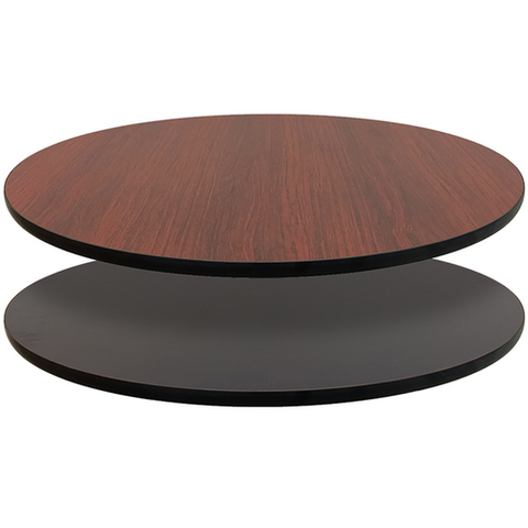 Oak Street MB24R 24" Round Reversible Melamine Table Top, Mahogany/Black